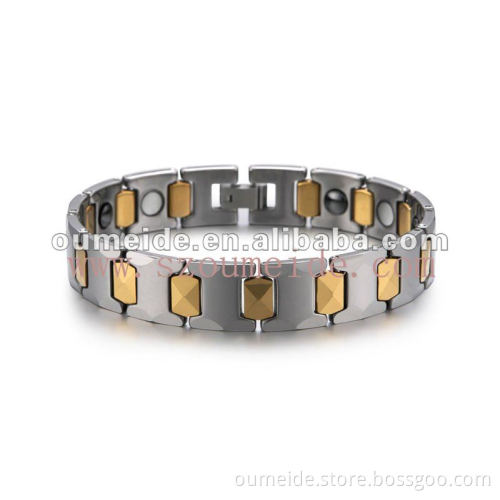 OEM/ODM Metal Factory 18K Gold and Titanium Mens Bracelet